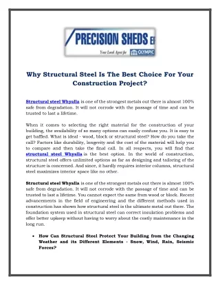 Why Structural Steel Is The Best Choice For Your Construction Project