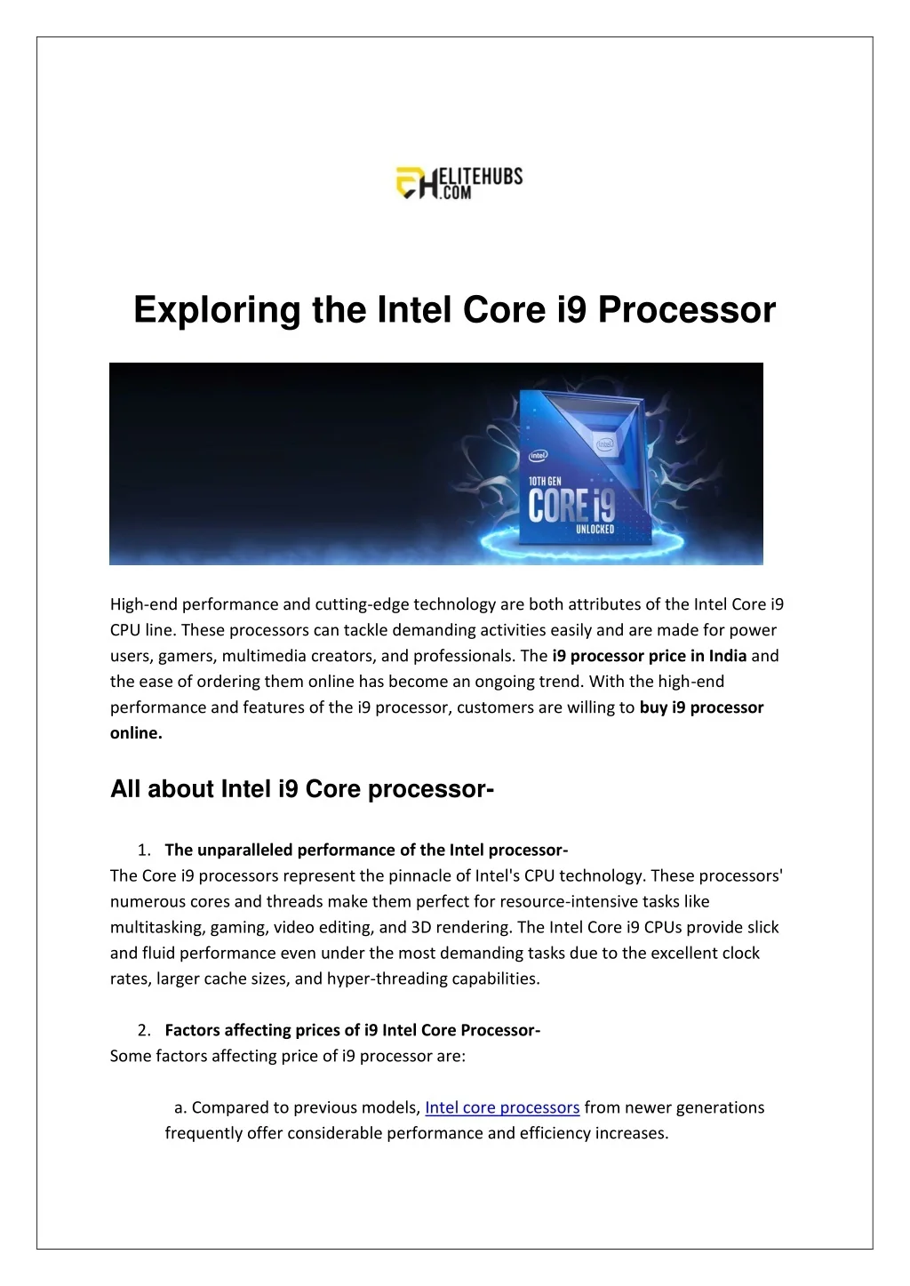 PPT - Exploring the Intel Core i9 Processor PowerPoint Presentation ...