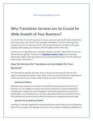 Why Translation Services are So Crucial for Wide Growth of Your Business