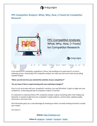 PPC Competitor Analysis: What, Why, How, ( Tools) for Competitor Research