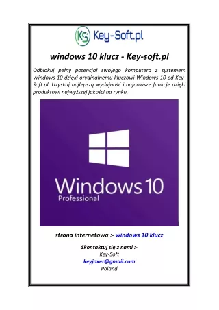 windows 10 klucz key soft pl