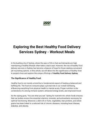 Exploring the Best Healthy Food Delivery Services - Workout Meals