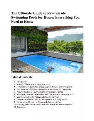 The Ultimate Guide to Readymade Swimming Pools for Home - Everything You Need to Know
