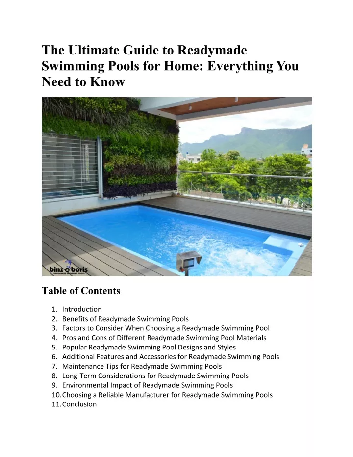 the ultimate guide to readymade swimming pools