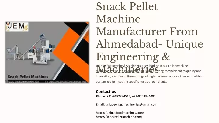 snack pellet machine manufacturer from ahmedabad
