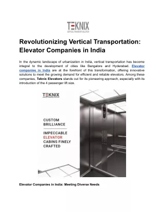 Revolutionizing Vertical Transportation_ Elevator Companies in India