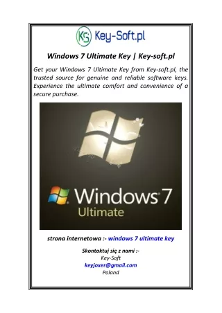Windows 7 Ultimate Key Key-soft.pl