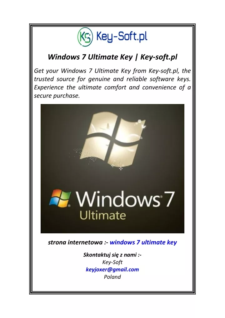 windows 7 ultimate key key soft pl