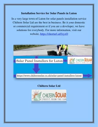 Installation Service for Solar Panels in Luton, chilternsolar.co.uk