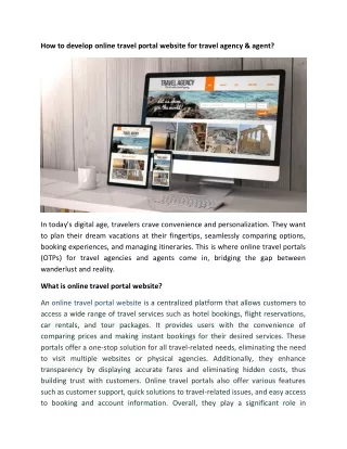how to develop online travel portal website