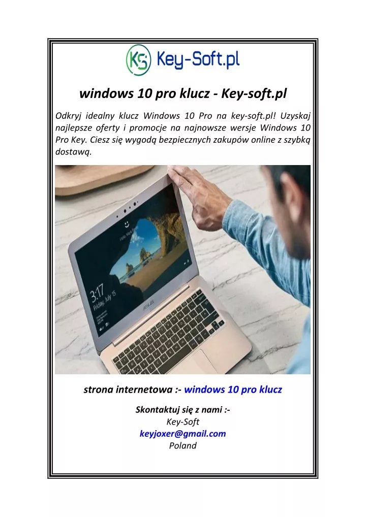 windows 10 pro klucz key soft pl