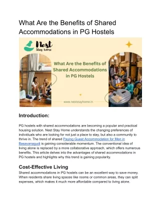 what are the benefits of shared accommodations