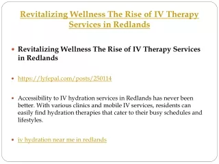 Revitalizing Wellness The Rise of IV Therapy Services in Redlands