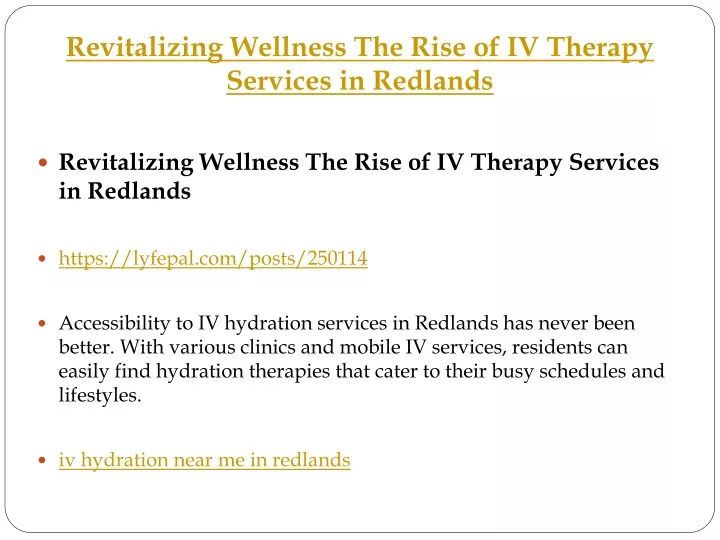 revitalizing wellness the rise of iv therapy services in redlands