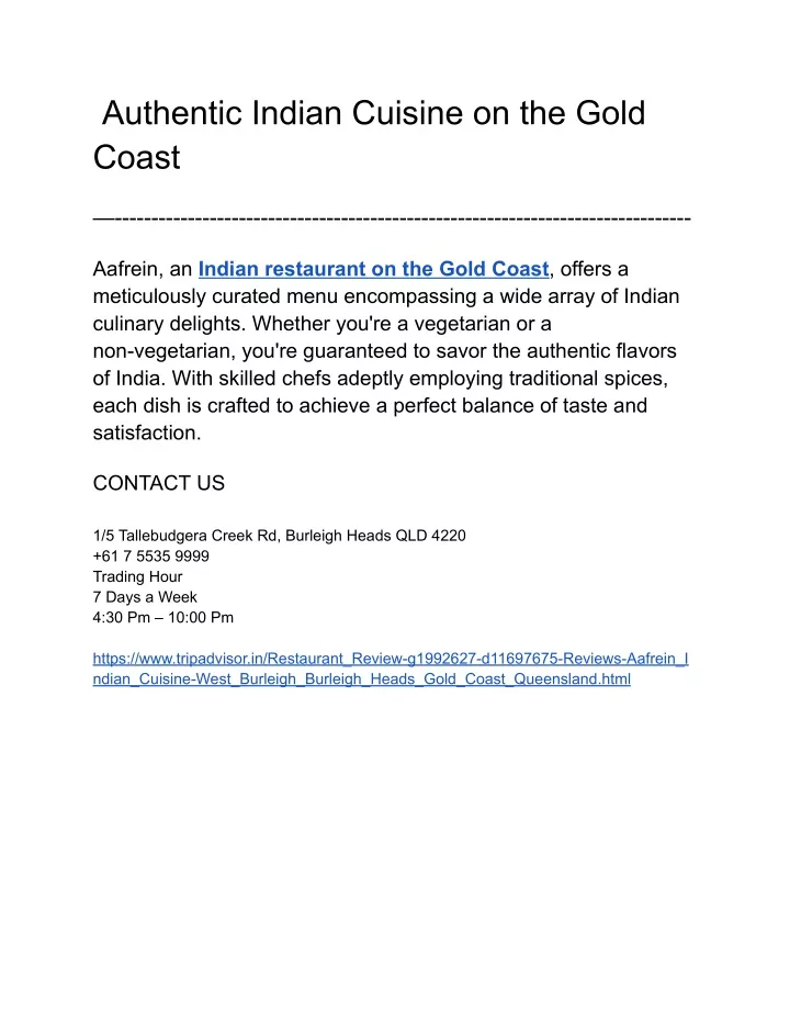 authentic indian cuisine on the gold coast