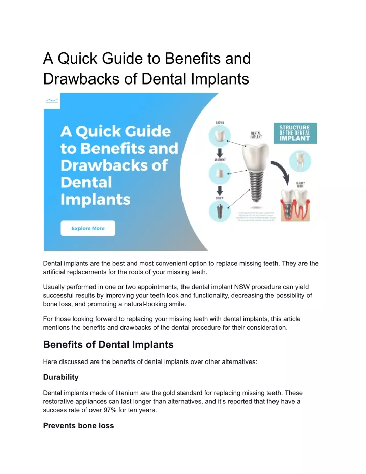 a quick guide to benefits and drawbacks of dental