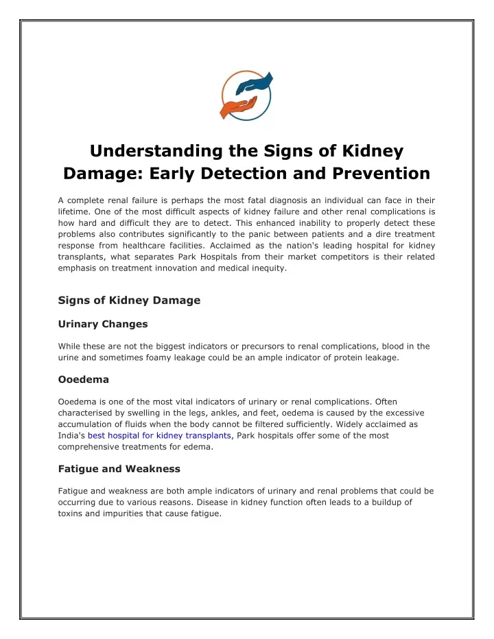 understanding the signs of kidney damage early