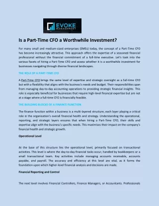 is a part time cfo a worthwhile investment