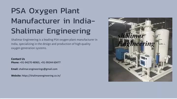 psa oxygen plant manufacturer in india shalimar