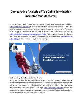 Comparative Analysis of Top Cable Termination Insulator Manufacturers