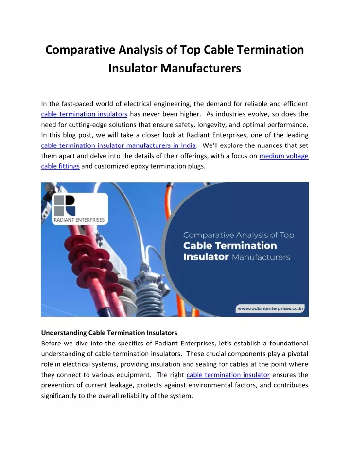 comparative analysis of top cable termination