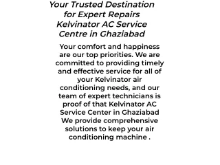 Your Trusted Cooling Solutions Provider Kelvinator AC Service Centre in Ghaziaba