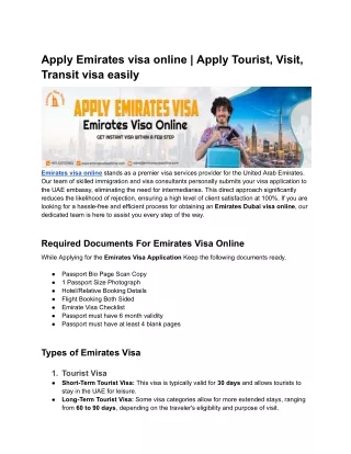 Apply Emirates Visa Online