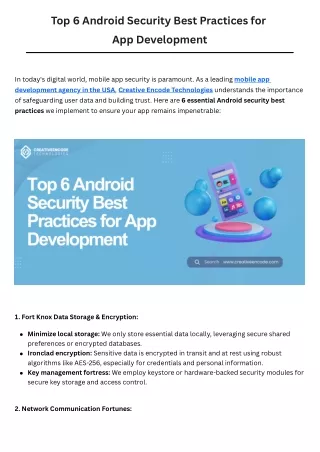 Top 6 Android Security Best Practices for App Development