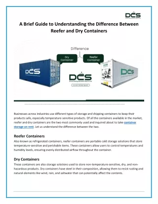 A Brief Guide To Understanding the Difference Between Reefer and Dry Containers