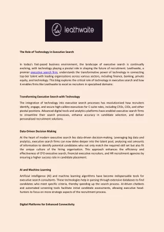 the role of technology in executive search