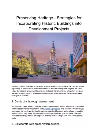 Strategies for Incorporating Historic Buildings into Development Projects