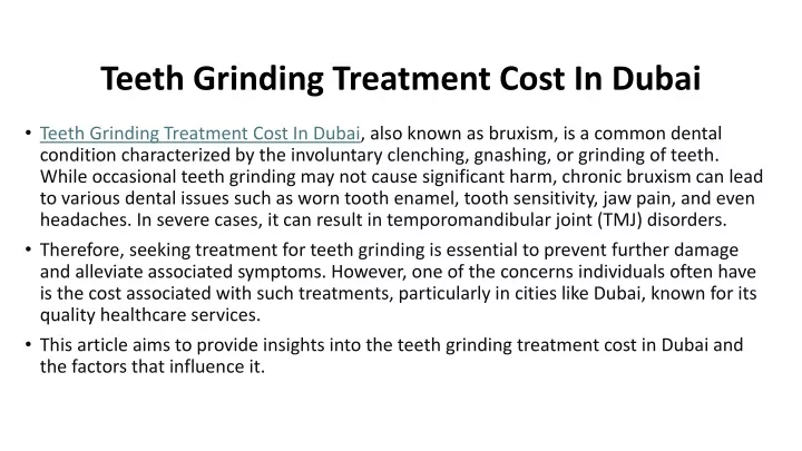 teeth grinding treatment cost in dubai