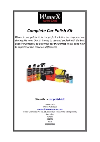 Complete Car Polish Kit