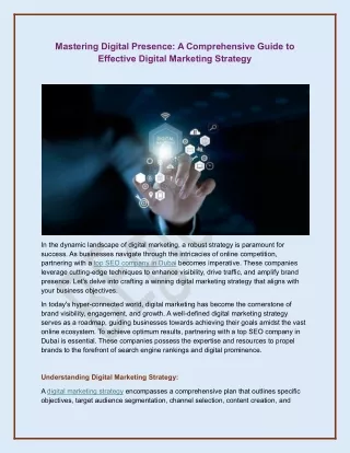 Mastering Digital Presence A Comprehensive Guide to Effective Digital Marketing Strategy