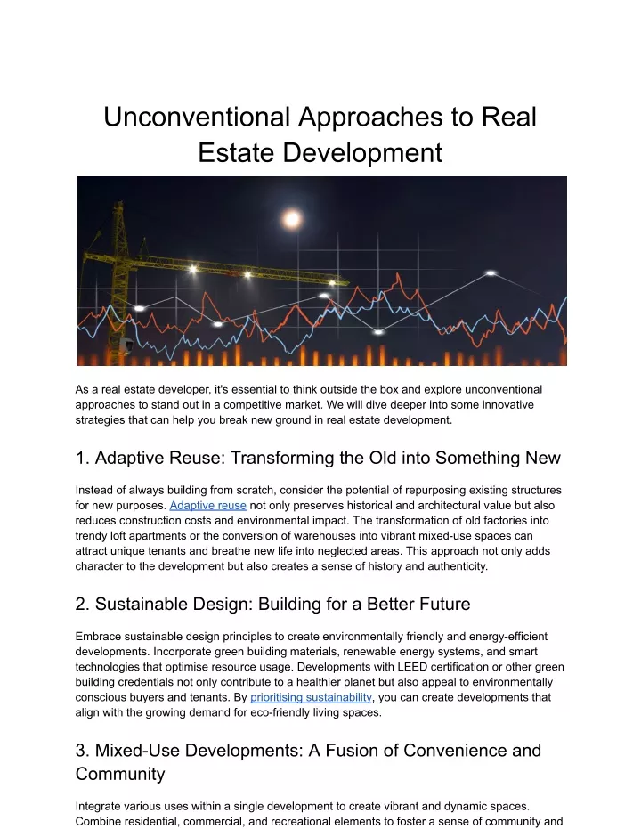 unconventional approaches to real estate