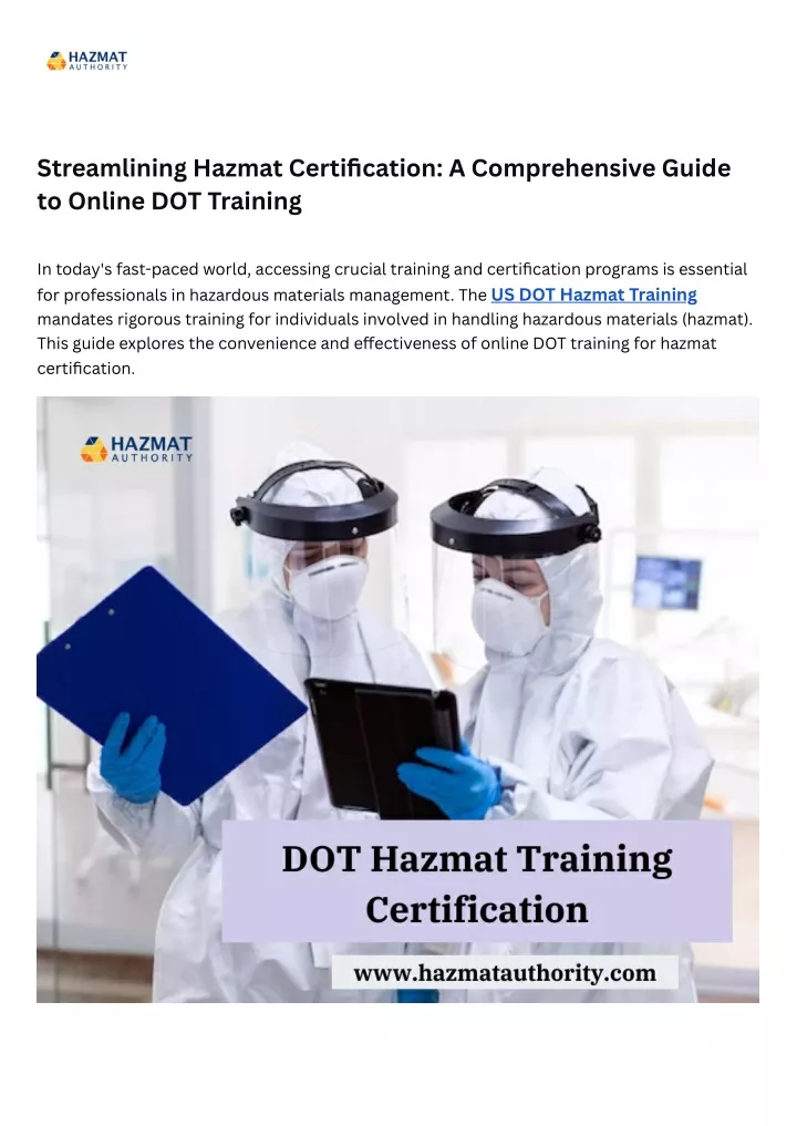 streamlining hazmat certification a comprehensive