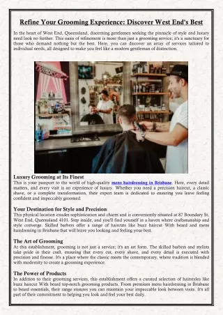 Refine Your Grooming Experience Discover West End’s Best