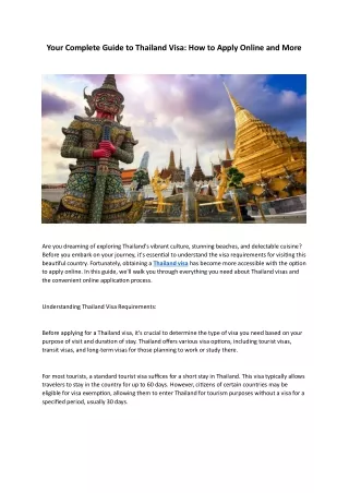 Your Complete Guide to Thailand Visa: How to Apply Online and More