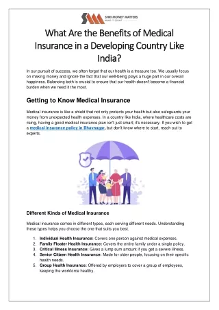 What Are the Benefits of Medical Insurance in a Developing Country Like India