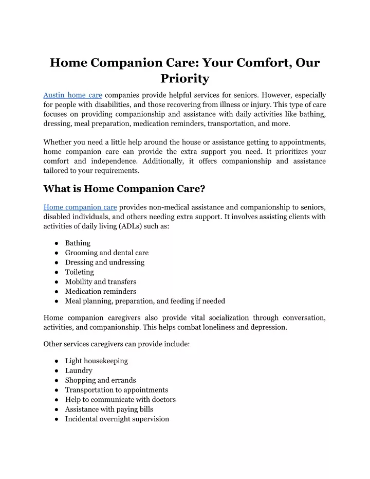 home companion care your comfort our priority