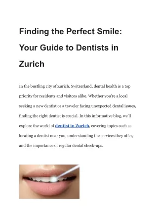 Finding the Perfect Smile_ Your Guide to Dentists in Zurich