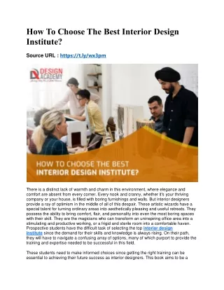 How To Choose The Best Interior Design Institute