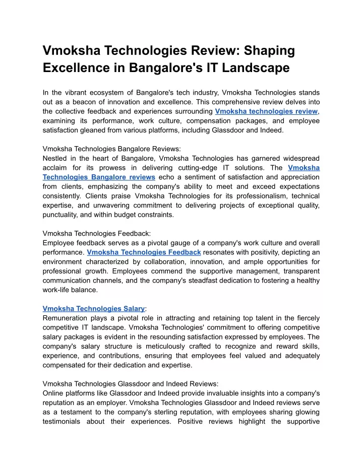 vmoksha technologies review shaping excellence