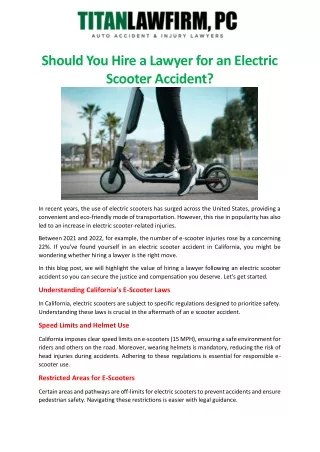 Should You Hire a Lawyer for an Electric Scooter Accident?