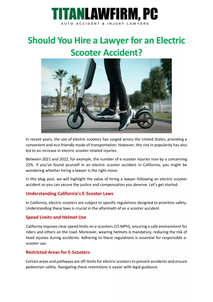 should you hire a lawyer for an electric scooter