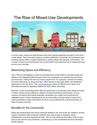 The Rise of Mixed-Use Developments