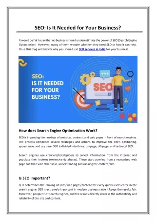 SEO - Is it needed for your business
