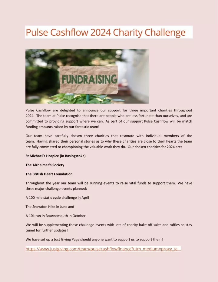 pulse cashflow 2024 charity challenge