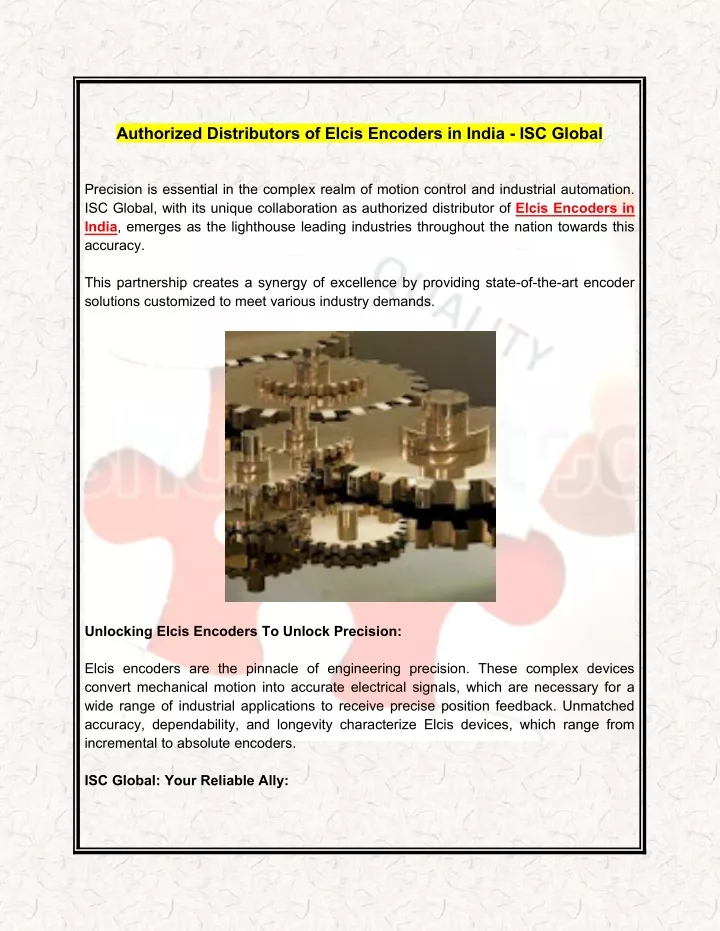 authorized distributors of elcis encoders