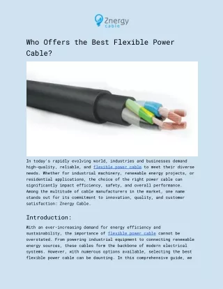 Who Offers the Best Flexible Power Cable